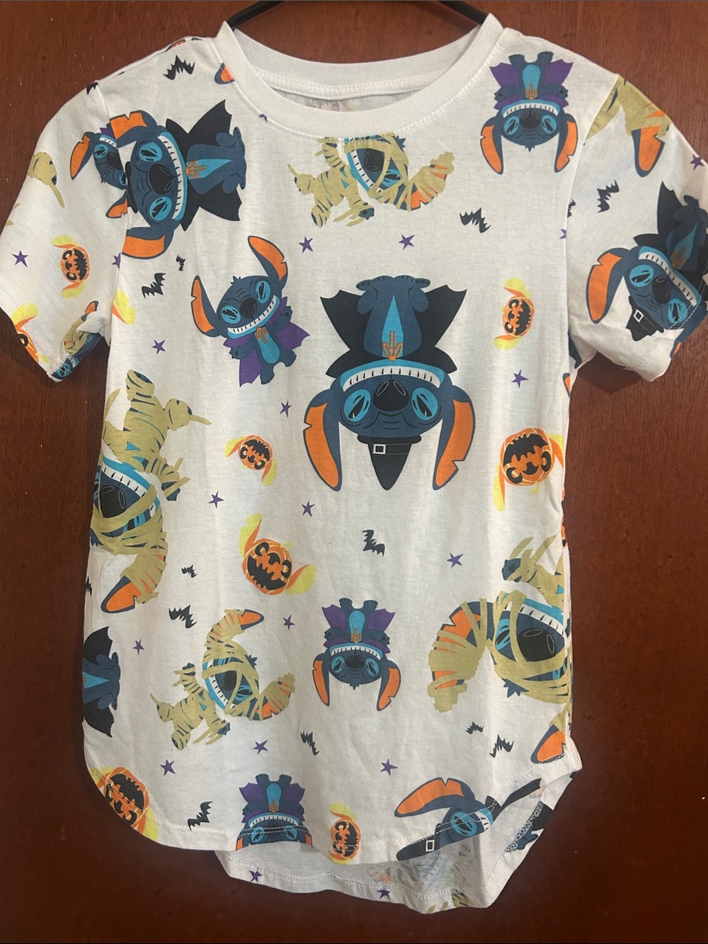 Disney White Halloween Stitch & Mummy Graphic Tee